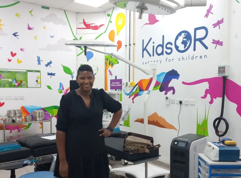Dr. Sandra Mukandona in the new KidsOR facility.