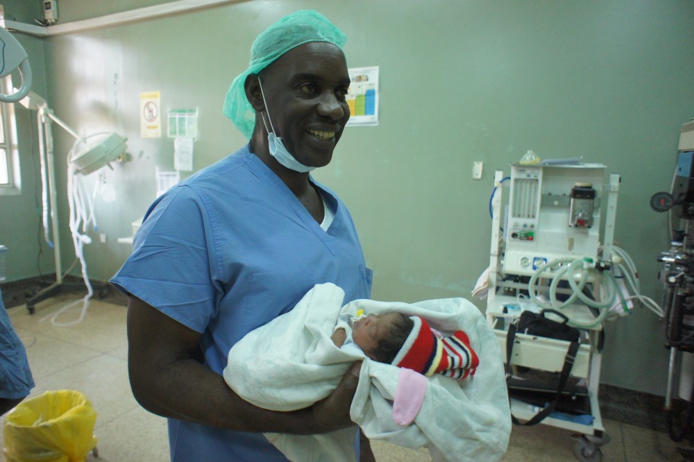 Dr. John Sekabira in the first ever KidsOR installed Operating Room in Kampala, Uganda