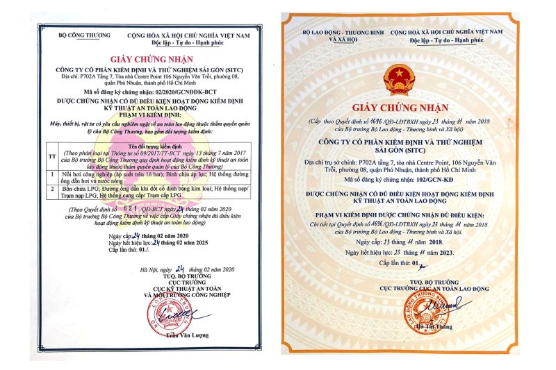 Giấy chứng nhận đủ điều kiện kiểm định an toàn