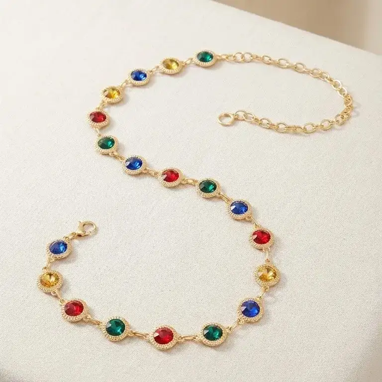 Colorful Circle Stone Waist Chain 1