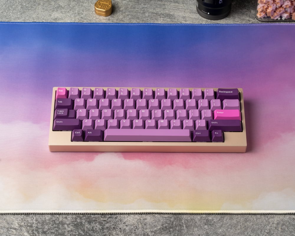 Octopus PBT Keycaps with Pastel Cloud Desk Mat