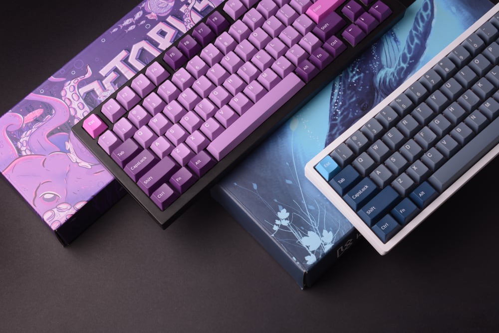 Octopus and Whale PBT Keycaps on Different Keyboard Layouts