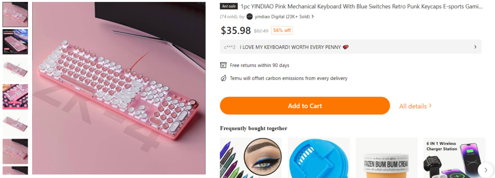 Screenshot of YINDAO Pink Mechanical Keyboard