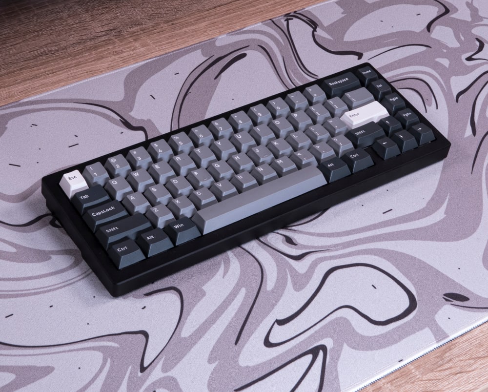 Seal PBT Keycaps with Marble Liquid Cloud Desk Mat