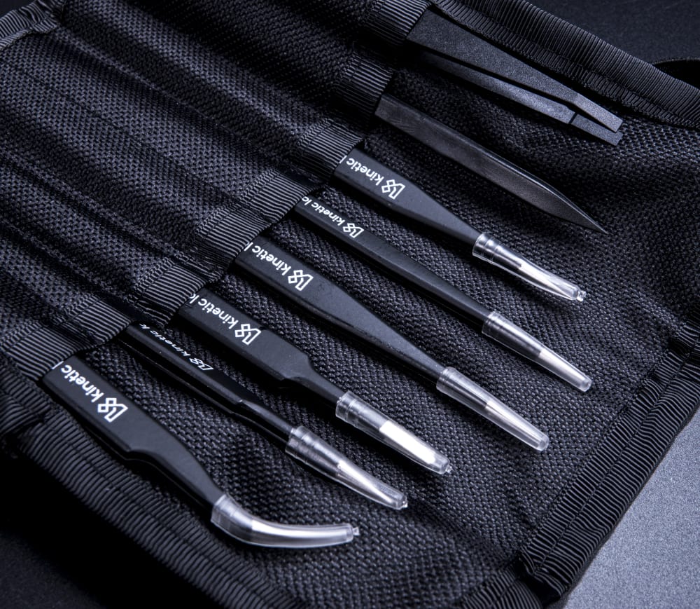 3 Pcs Anti-Static Precision Tweezers Set with Carrying Case Black