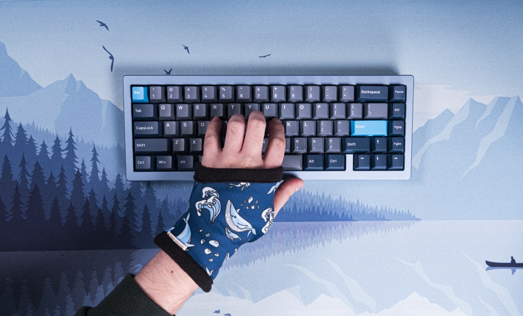 Typing Gloves Whale Themed