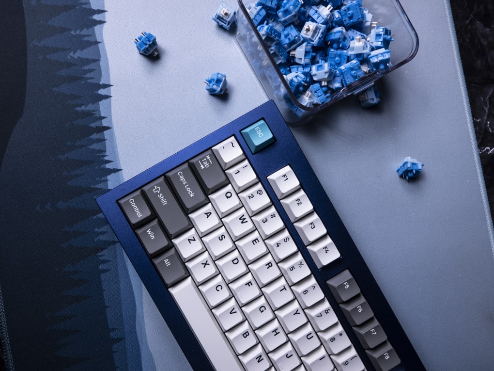 Keychron Grey White Blue PBT Keycaps