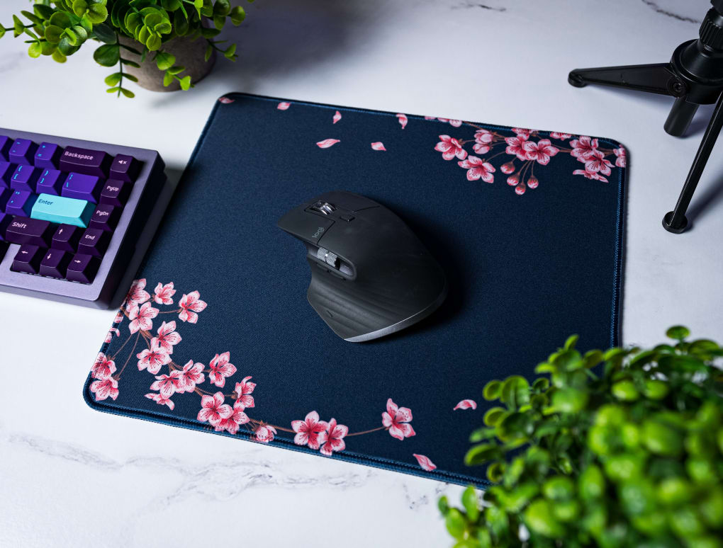 Navy Blossom Mouse Pad Small