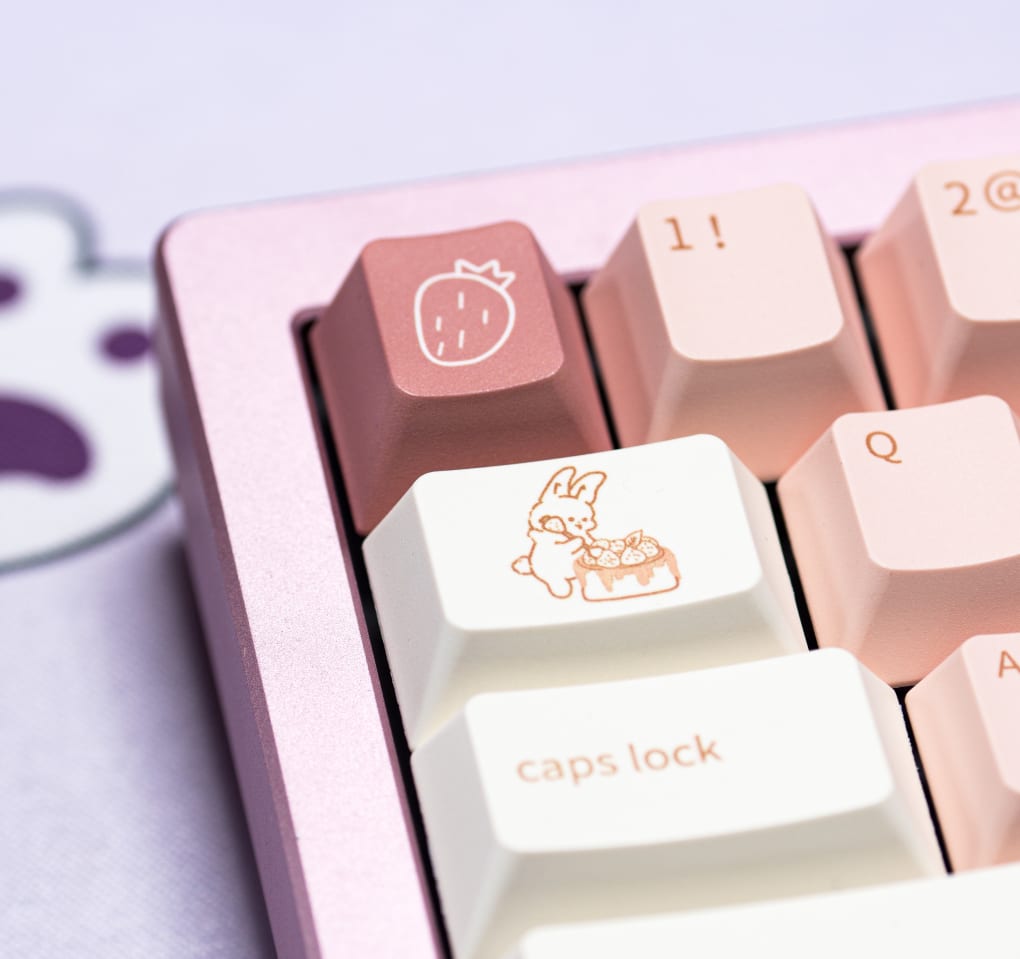 Strawberry Bunny PBT Keycaps