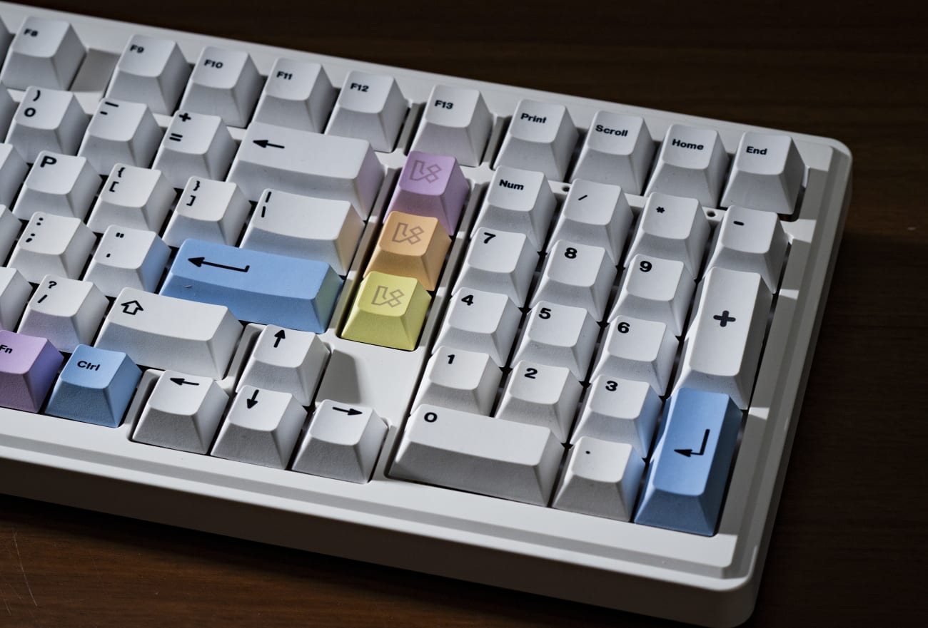 A98 Mechanical Keyboard Closeup of Colorful Keycaps on the Keyboard