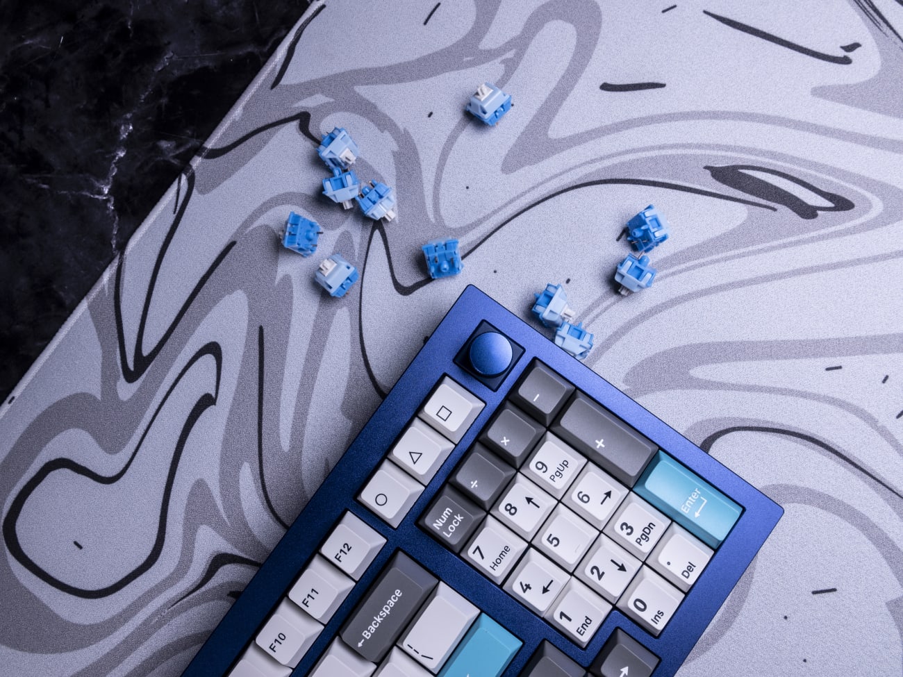 Keychron Grey White Blue PBT Keycaps