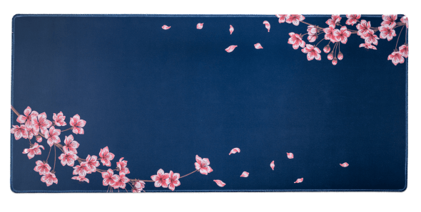 Navy Blossom Cherry Blossom Desk Mat Pad