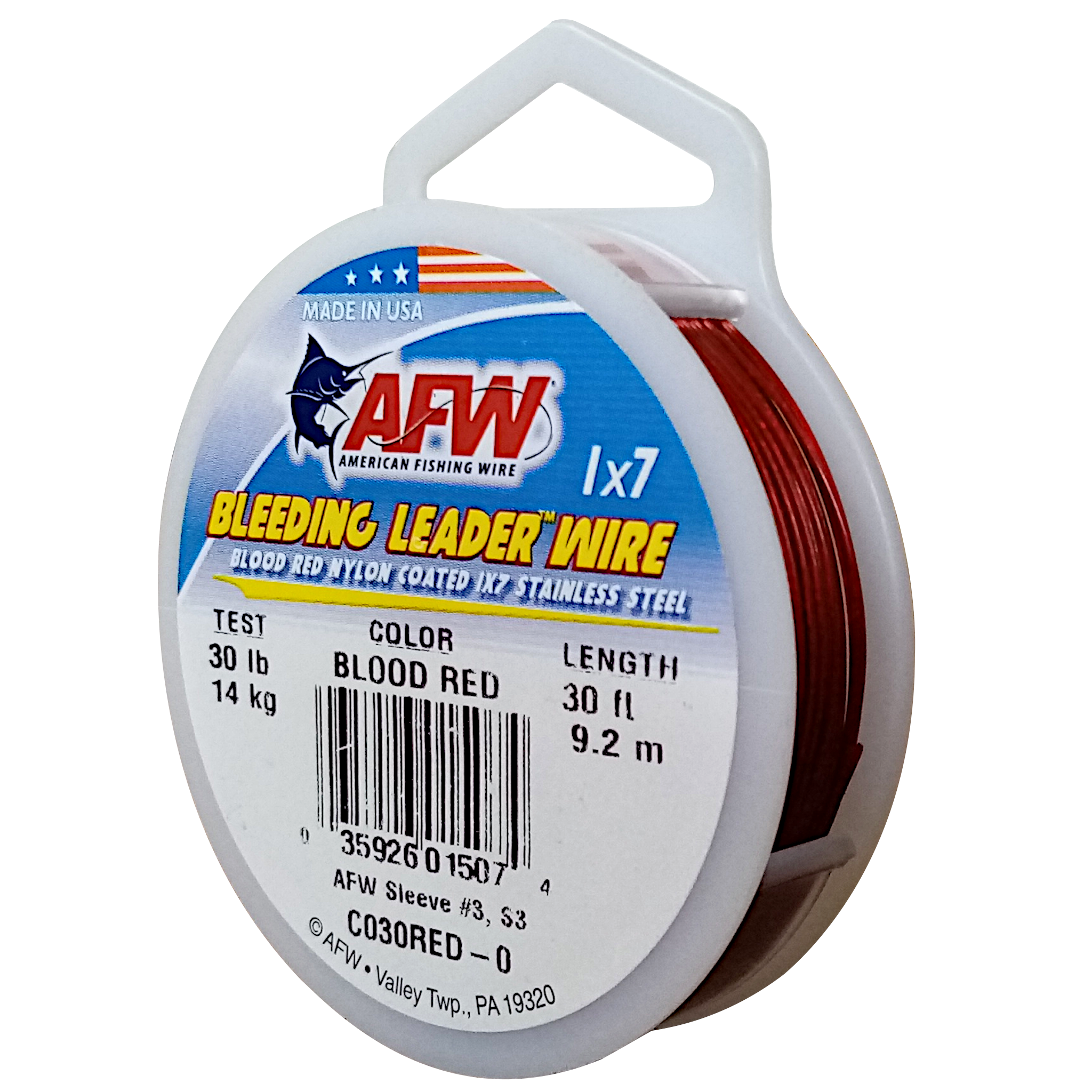 American Fishing Wire Bleeding Red Leader Wire 14Kg/30Lb