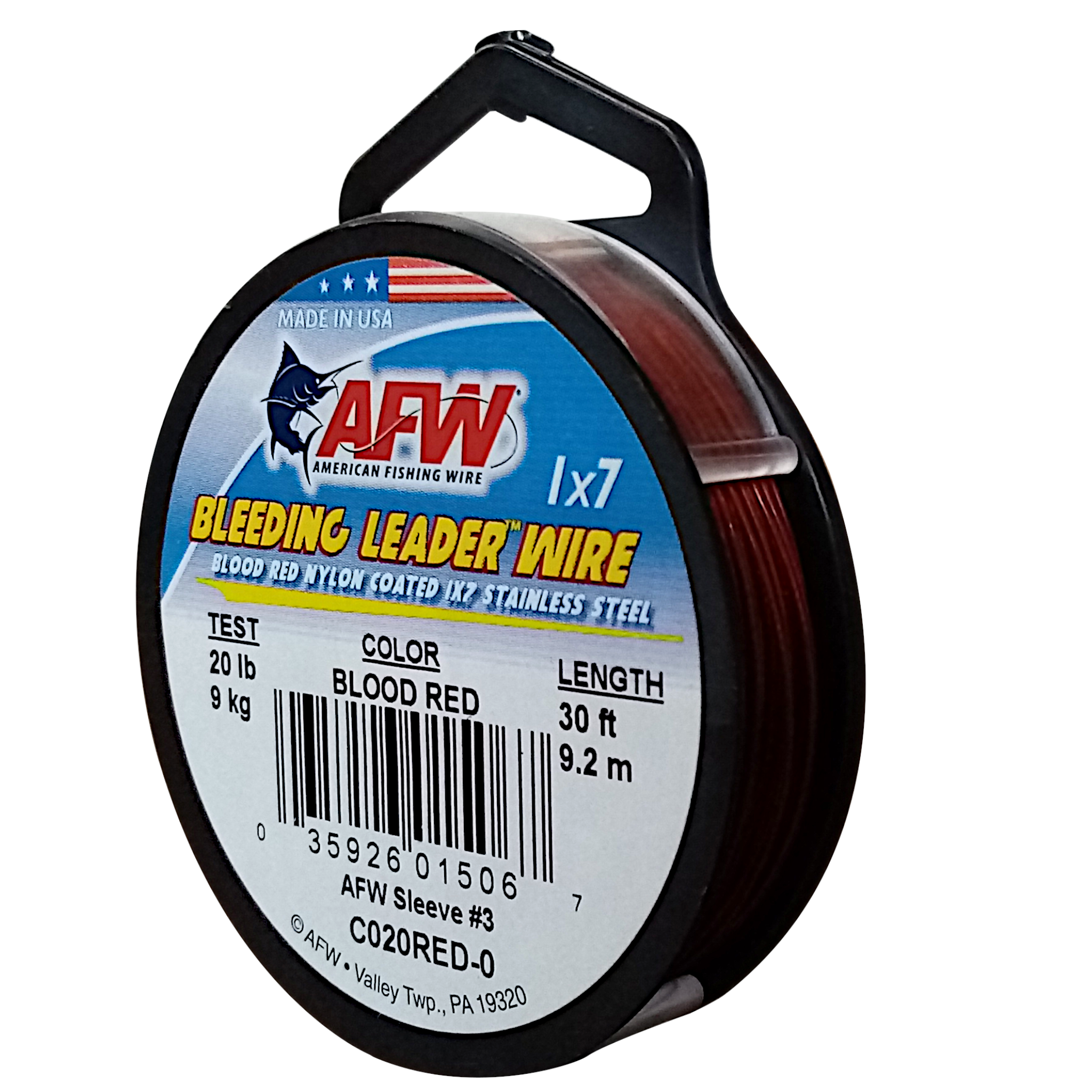 American Fishing Wire Bleeding Red Leader Wire 9Kg/20Lb