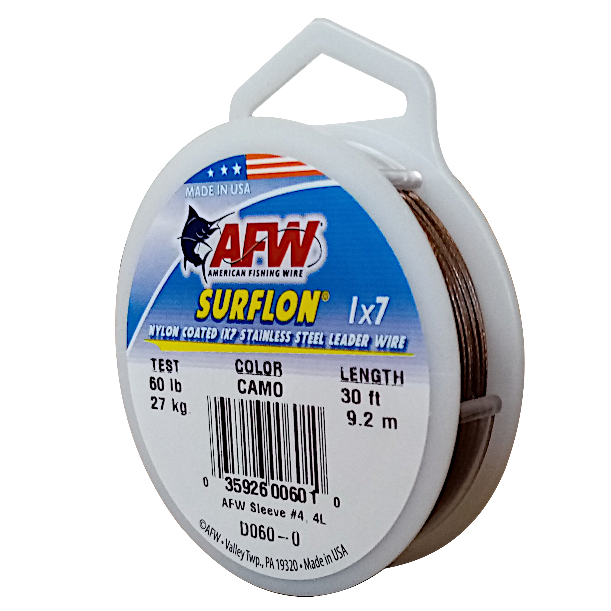 American Fishing Wire Surflon Camo Brown Leader Wire 27Kg/60Lb