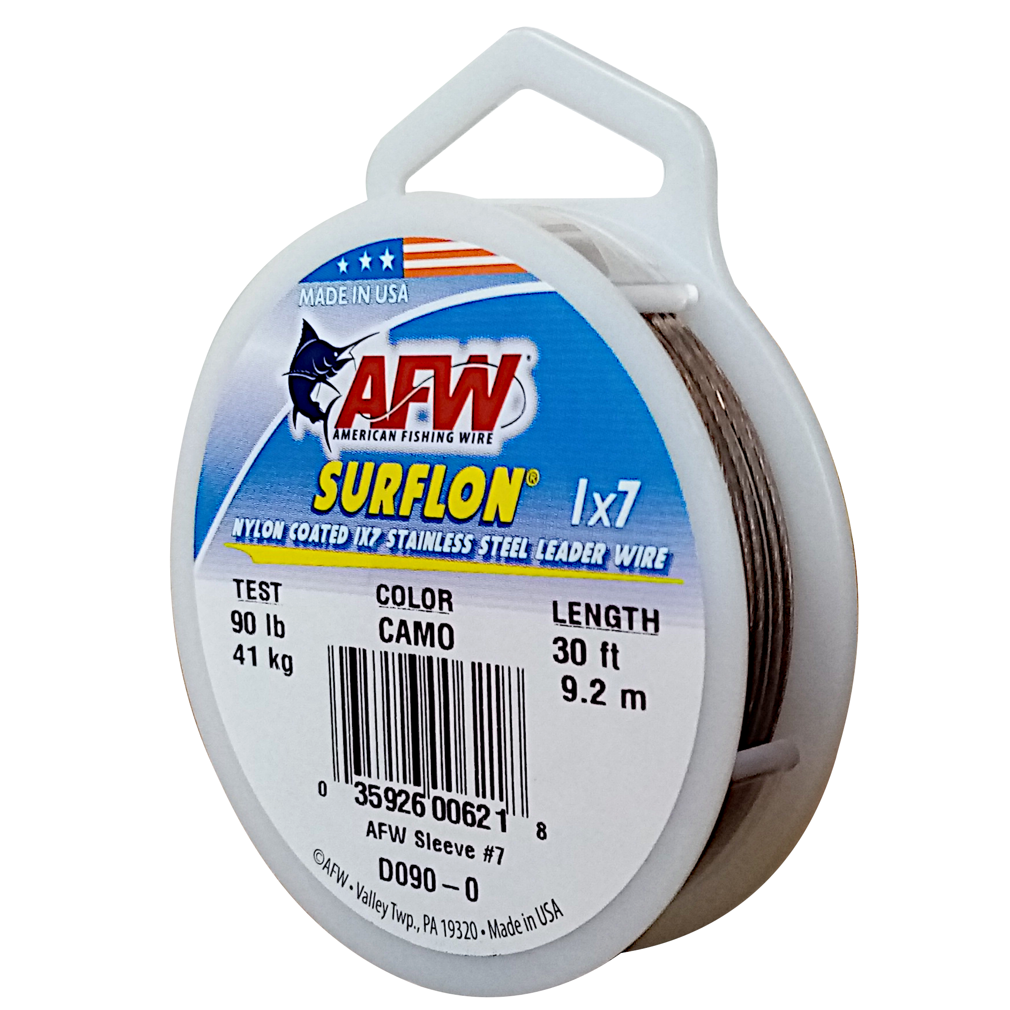 American Fishing Wire Surflon Camo Brown Leader Wire 41Kg/90Lb