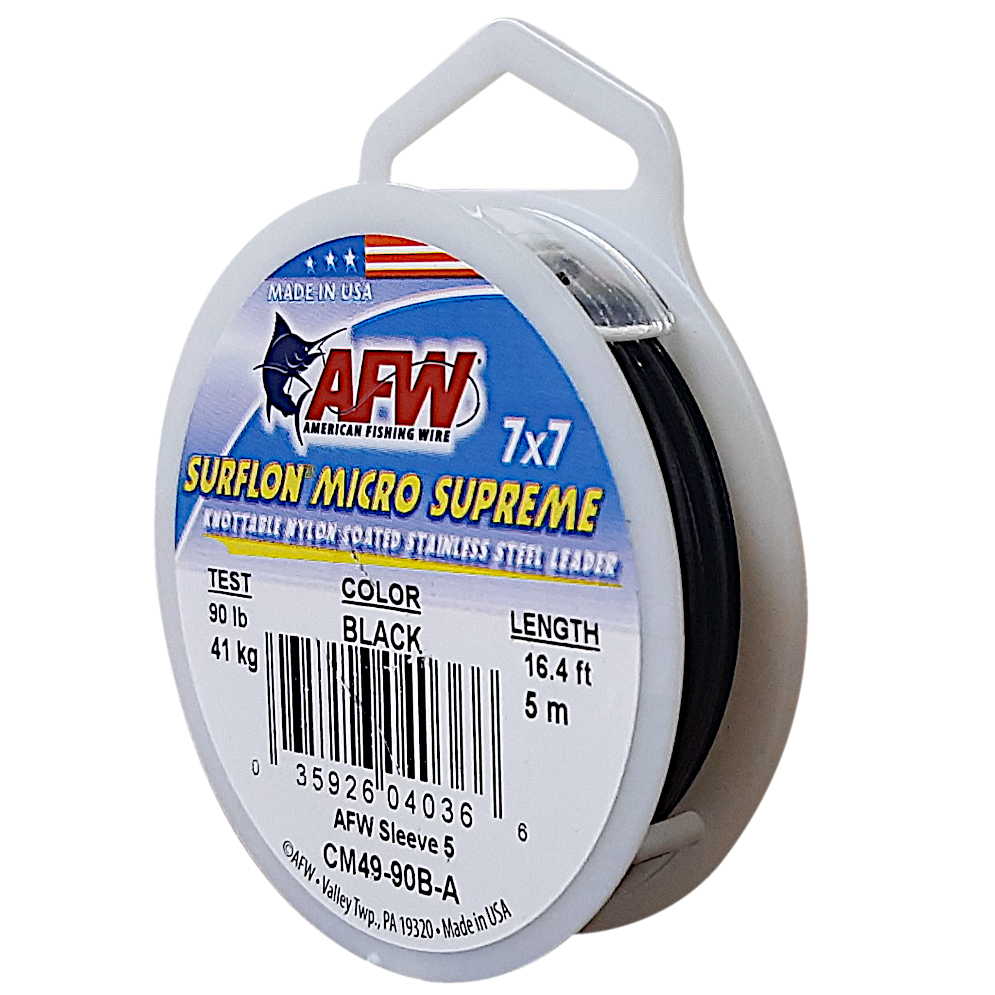 American Fishing Wire Surflon Micro 49 Strand Wire 41Kg/90Lb Black
