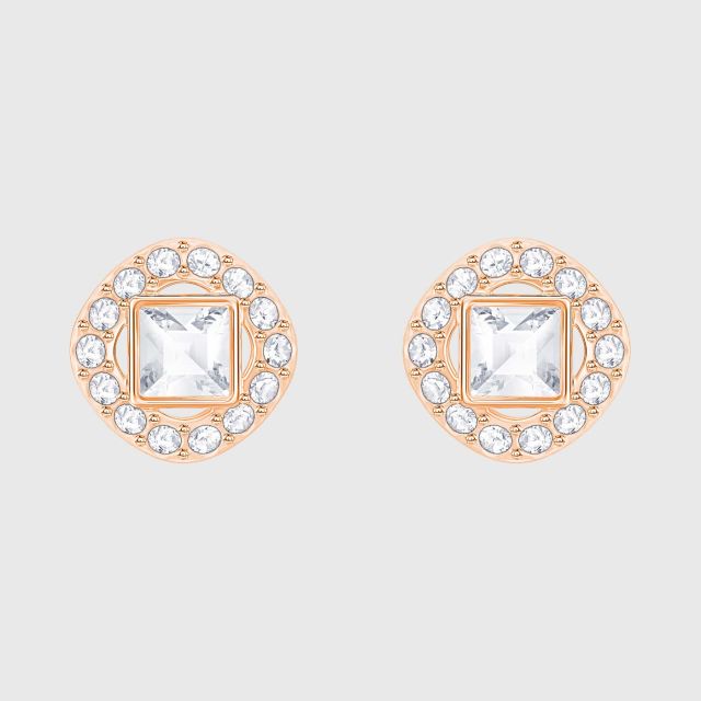 SWAROVSKI Angelic Square Pierced Earrings Rose Gold