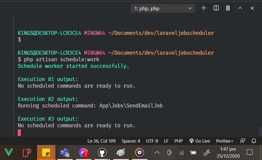 php artisan schedule:work