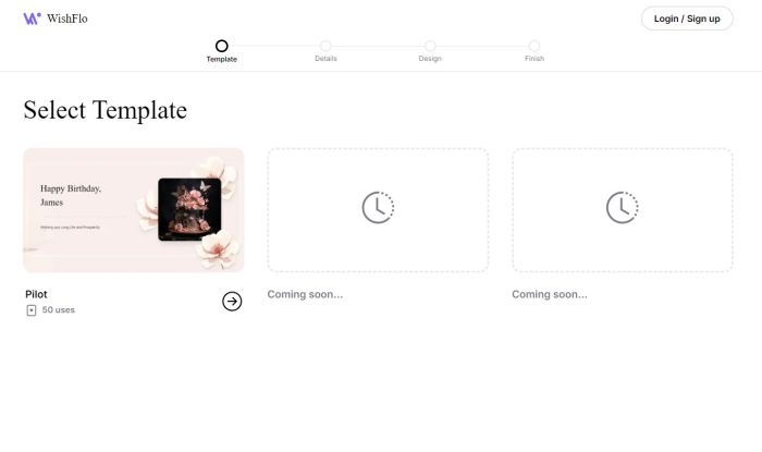 Create Wishflo Page - Select Template