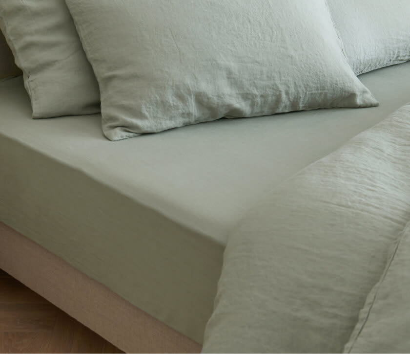 drap housse en lin lavé