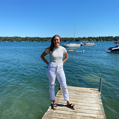 Heather Gaglione standing on a pier.