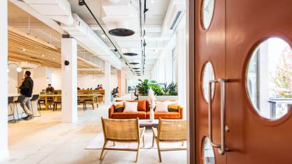 entrance to aesthetic shared workspace