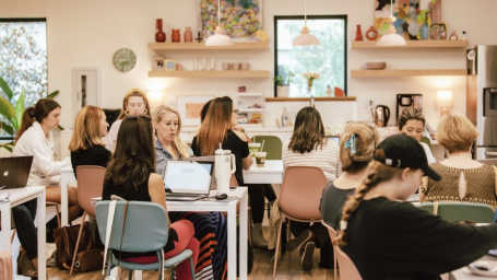 Women collaborating in The Collab coworking space