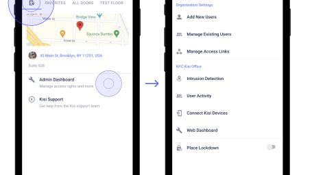 Admin dashboard in the Kisi app