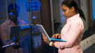 Security integrator in front of a server room