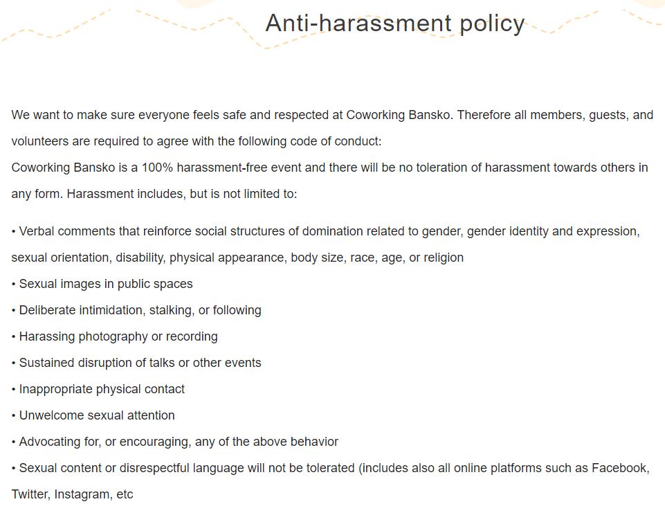 Anti-harassment policy by Bankso
