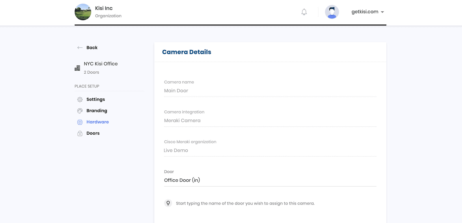 Kisi Meraki Camera Dashboard