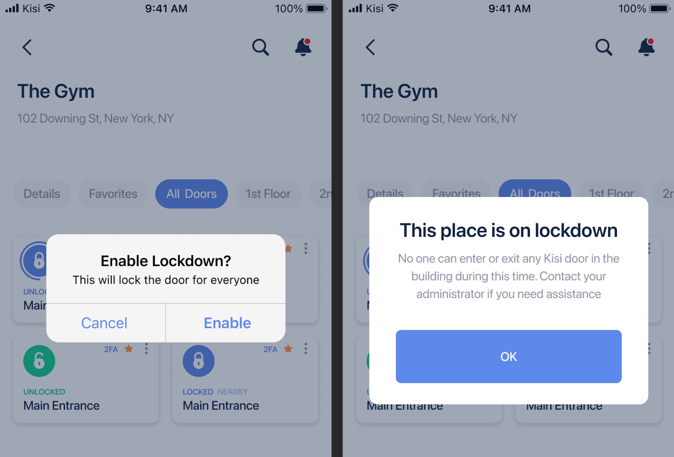security lockdown notification