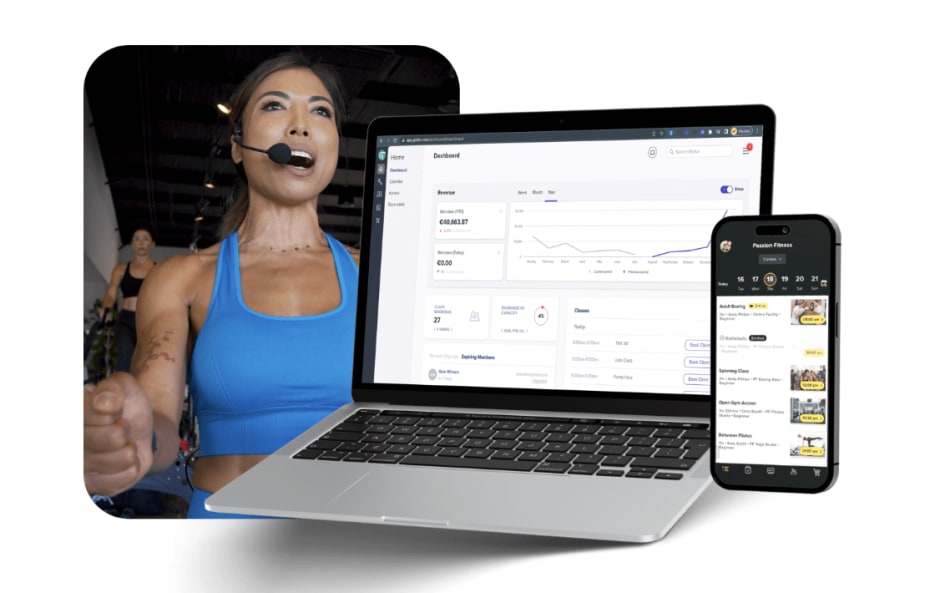 Fitness Instructor and software dashboard with analytics
