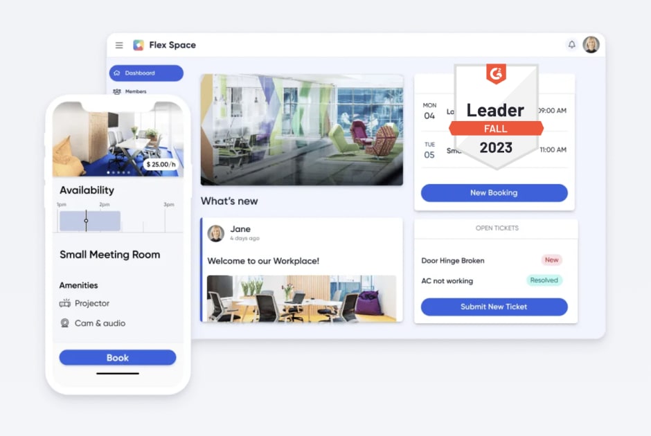 coworking software including access control to manage bookings