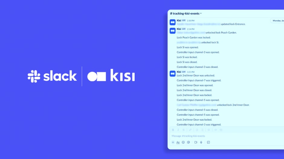 Kisi and Slack door event notifications channel