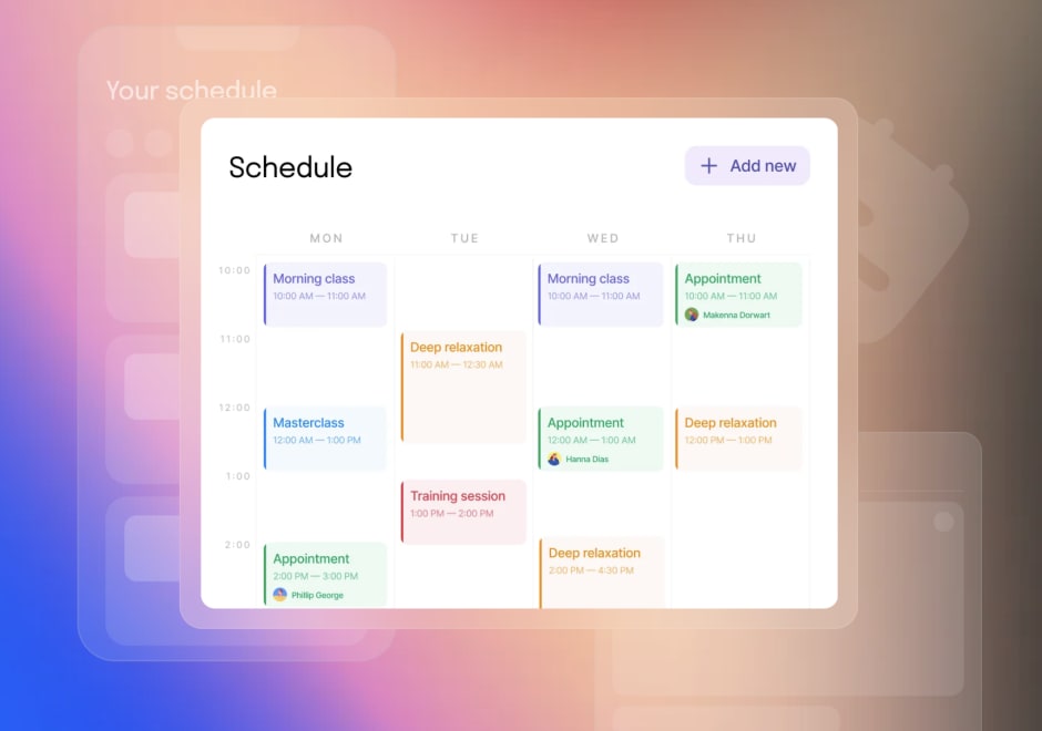 Momence schedule dashboard