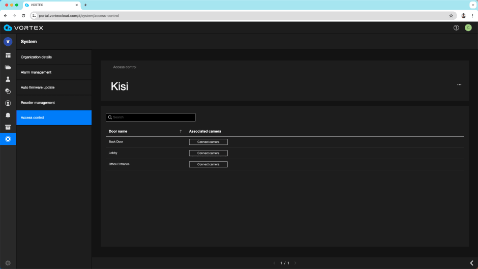 Door events with vortex video snapshots associated