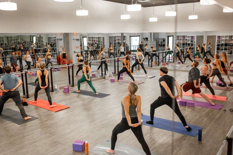 Women doing Yoga in studio