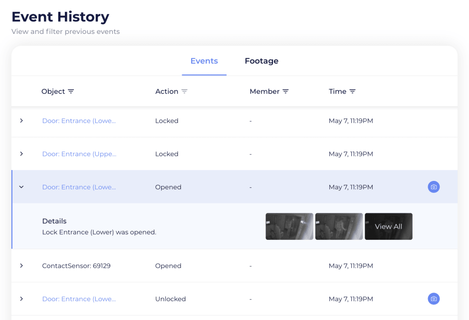Event history