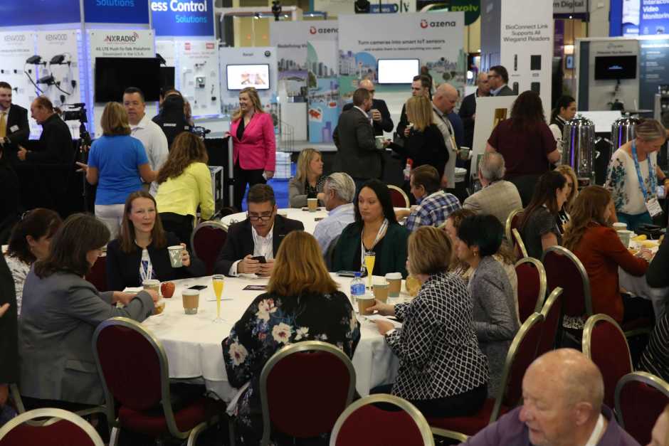 An image showing people networking on the 2022 ISC West conference