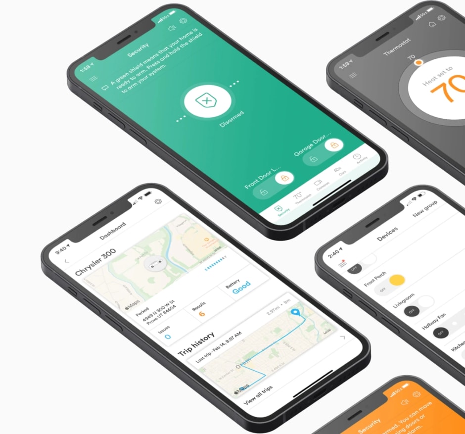 Vivint security app screens