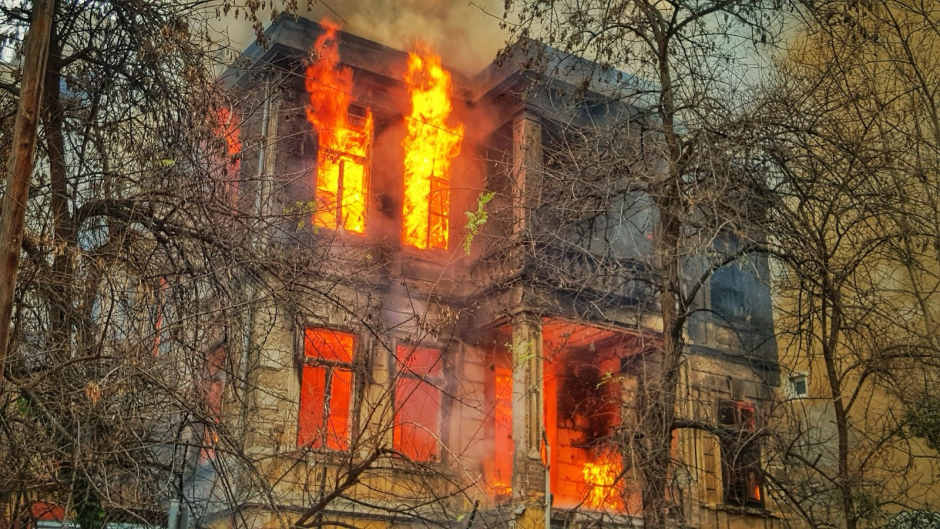 Burning building