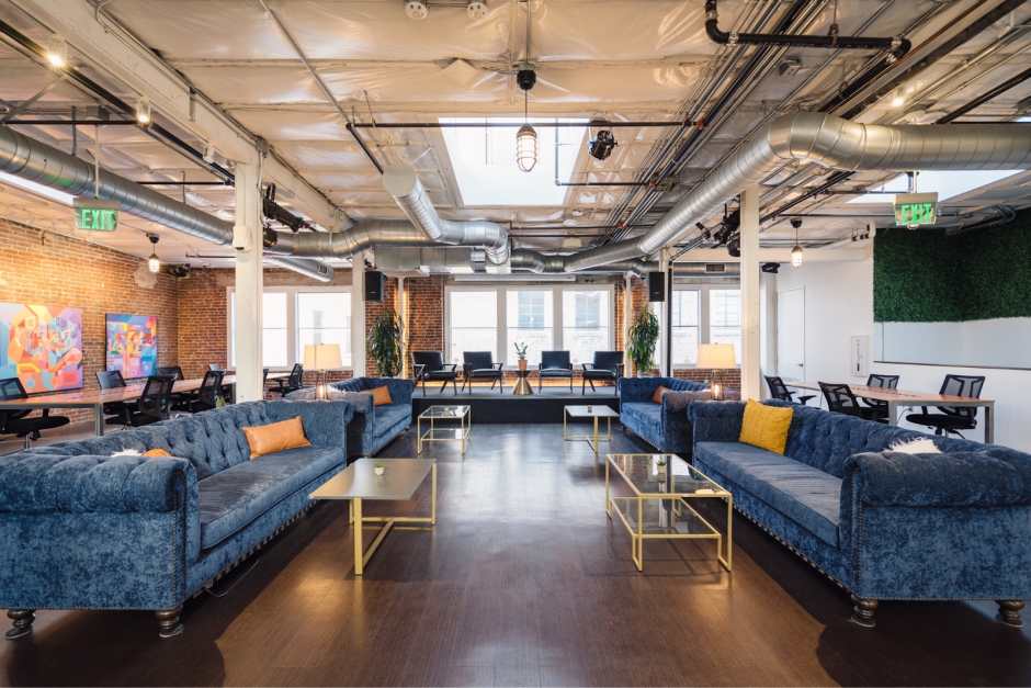 An image of the vast casual spaces FoundrSpace provides for its coworking members