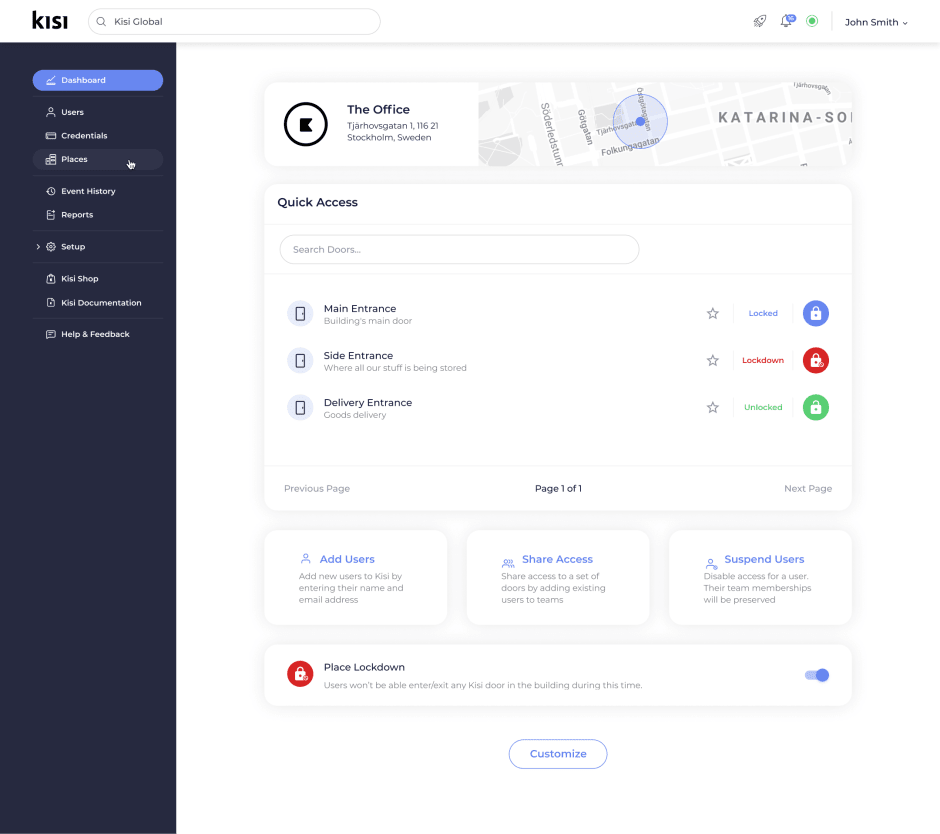 Customizable dashboard button