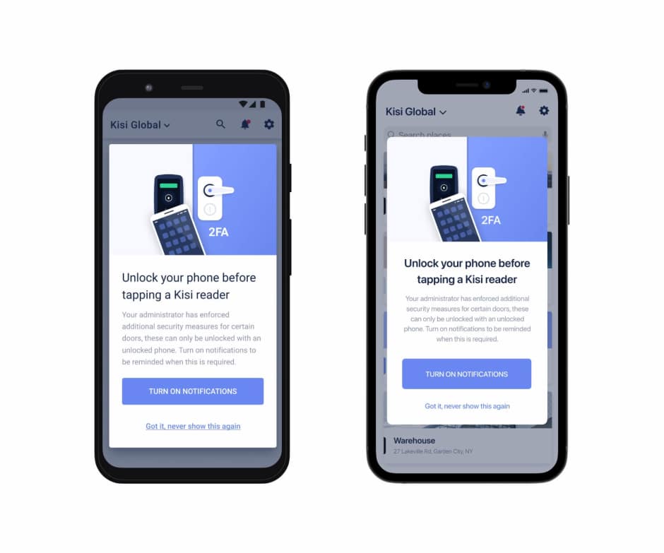 2FA in-app notification