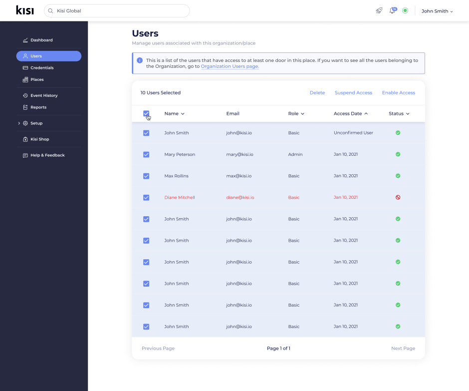 user dashboard