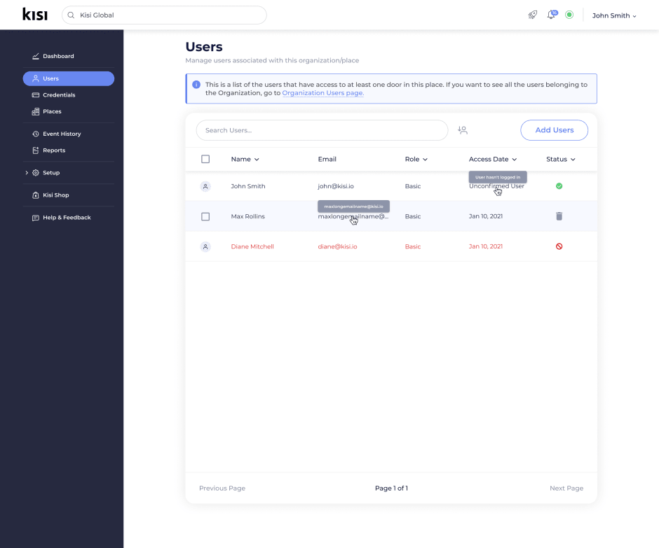 users index page