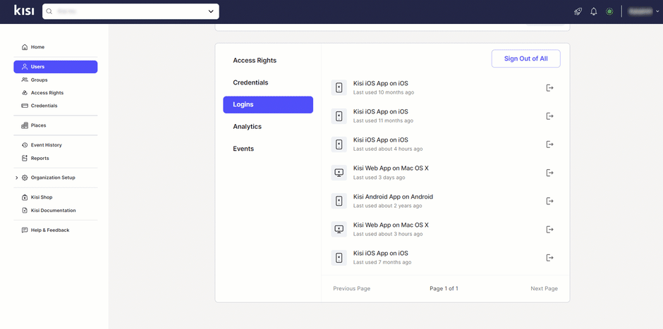 Log out users active sessions