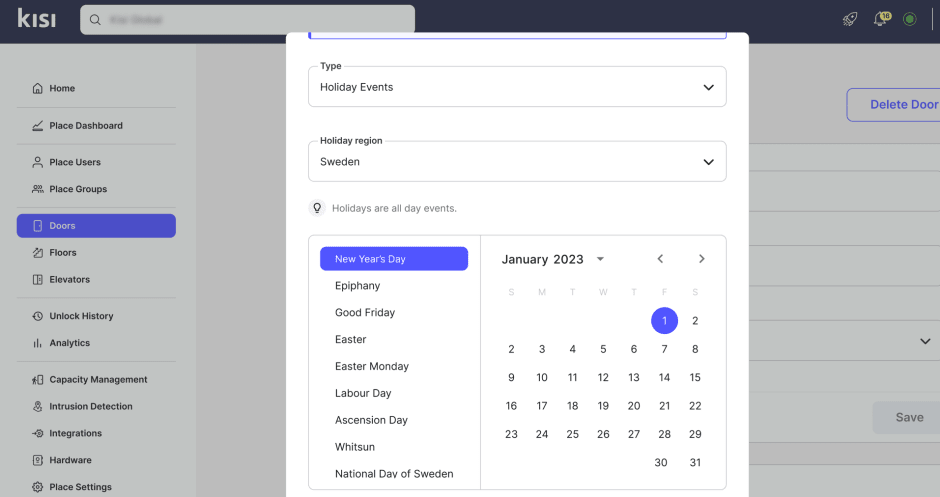 Holiday schedules can now be used to override unlock schedules
